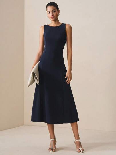 BizChic 2025 Autumn/Winter New Irregular Split A-Line Maxi Knit Dress, Navy Blue, Modern Elegant Urban Romantic Western Punk Y2K Country Music Festival Vintage Korean Airport Travel Street Wedding Guest Birthday Halloween Business Casual Office Date Party Outing Back To School Fall Women