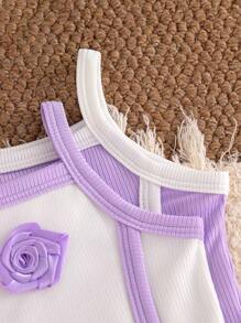 2件套女婴时尚优雅黑白吊带连体衣套装