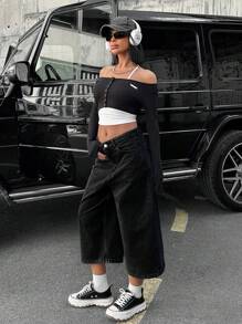 EURMUSE WOMEN LOW WAIST SNOW WASH DENIM SHORT