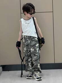 Dazy Kids Abbigliamento autunnale per bambini, pantaloni cargo mimetici oversize per ragazzi, autunno