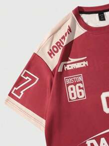 ROMWE Street Life Women's Casual Racing Elements Short Sleeve T-Shirt, Suitable For Everyday Wear In Spring/Summer