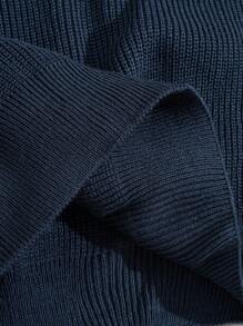 EURMUSE Men Rib Knit Textured Crew Neck High Quality Regular Sweater - Navy Blue - View 6