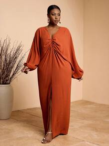 Veslaya Lễ hội âm nhạc mùa hè 2025 mới đến, Lễ Phục sinh, Ngày Thánh Patrick, Phong cách phương Tây, Du mục, Tiệc sinh nhật, Tốt nghiệp, Thường ngày, Kỳ nghỉ, Du lịch du thuyền, Thời trang đường phố, Tối giản, Váy dài maxi màu nâu gỉ có họa tiết vải lanh hở lưng xếp nếp phía trước dành cho nữ - Z - Rỉ Nâu - Xem 2