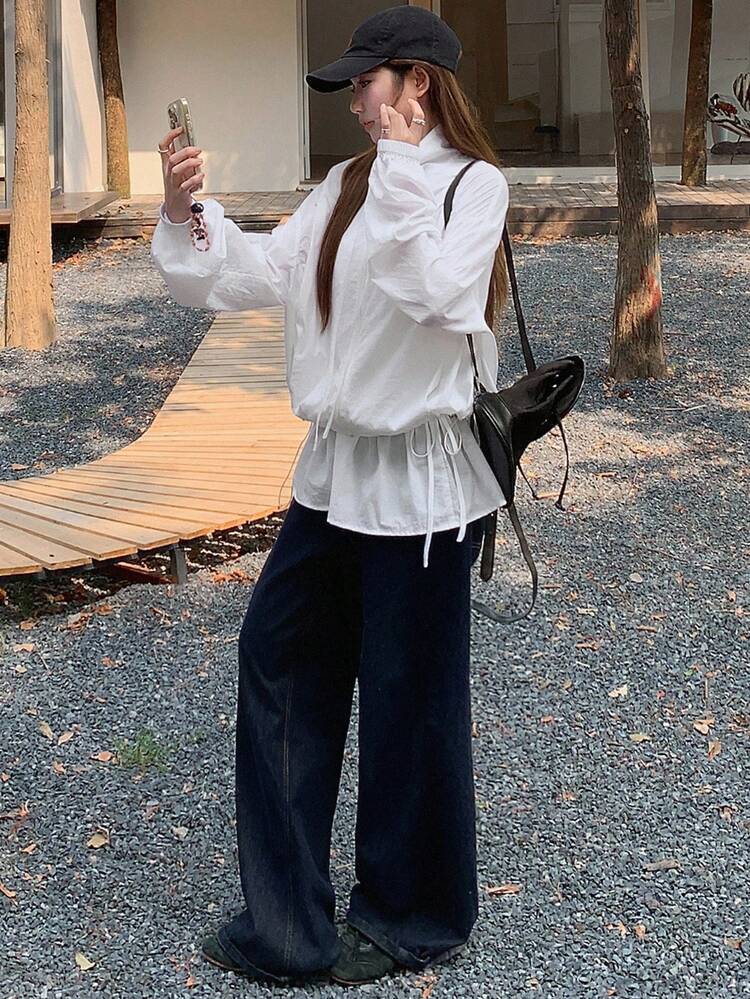 Women's Casual Solid Color Long Sleeve 2 Pieces Set, Spring/Autumn