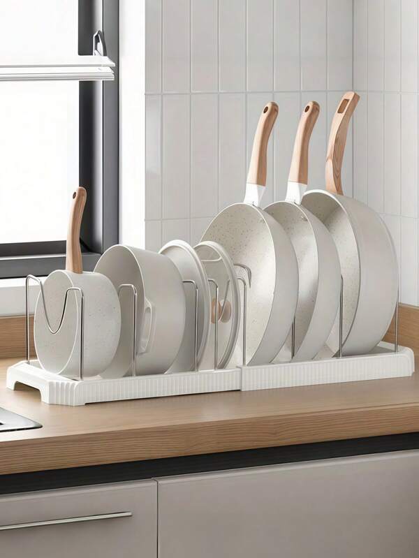 Adjustable Pot And Pan Organizer Rack, Stainless Steel, Retractable Kitchen Storage Solution For Home, Cafe, Restaurant, And Bar, Restaurant Organizer|Sleek Metallic Finish|Stainless Steel Rack, Pantry Organizers And Storage