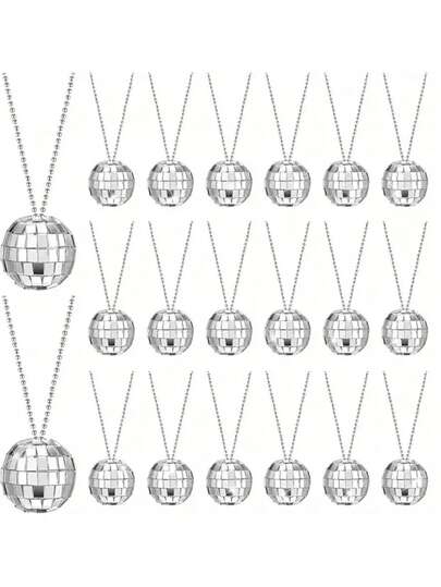 1/10-delat discofesthalsbandset med glänsande spegelkula och hänge, lämpligt för karneval och festival