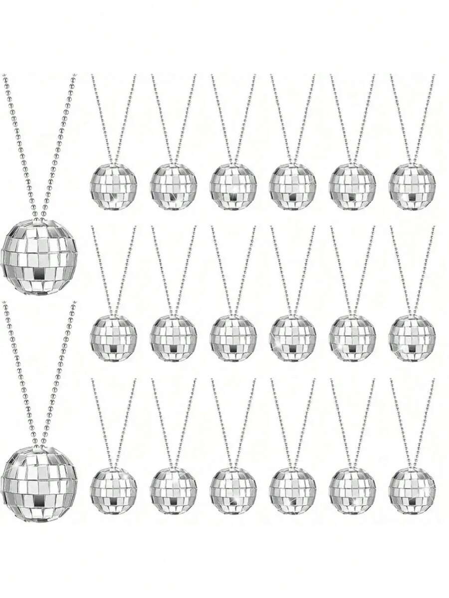 1/10 Piece Disco Party Necklace Set Shiny Mirror Ball Pendant Chain Suitable For Carnival And Festival