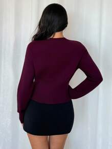 Elyressa Cárdigan de punto asimétrico con botones de diseño sofisticado, estilo casual y minimalista para mujer