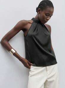 Maija Blouse À Nœud En Satin Ras-Du-Cou Vêtements De Travail
