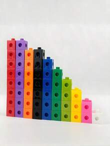 MINKOJA 100PCS/Set Of Multi-Color ABS Variable Blocks, Random Colors, Preschool Education Stacking Block Toys, Montessori Math Manipulation, Counting And Sorting, Family Games, Room Decoration, Climbing Blocks, Building Blocks, Mini Blocks, Building Blocks Number Blocks, Blocks - Multicolor - View 2