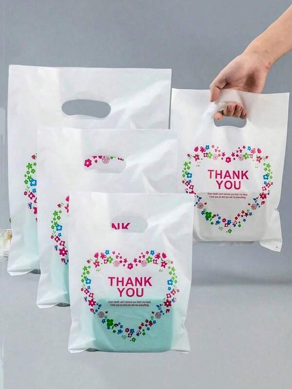 50/100 ชิ้น ถุงกระดาษคราฟท์สีขาวขอบคุณ - ถุงกระดาษคุณภาพพรีเมียมสำหรับเครื่องประดับ เสื้อผ้า งานแต่งงาน และบรรจุภัณฑ์ค้าปลีก