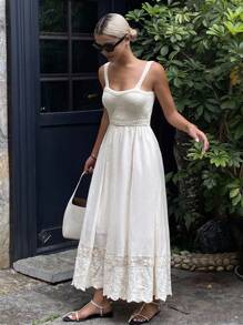 DAZY Robe de vacances décontractée pour femmes, avec taille cintrée, ourlet en jacquard patchwork, pour l'automne