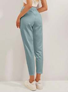 RueChic Calça Capri Feminina Cor Sólida - Cinza - Ver 2