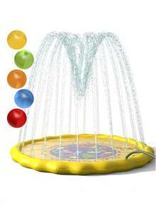 Large Splash Pad For Dogs Pets Outdoor Water Play Mat Heavy Duty PVC Sprinkler Fun Non Slip Cooling Letters Pool Summer Heat Relief Easy Drain Foldable Design