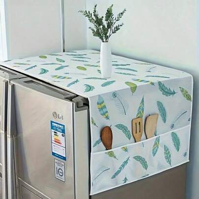 SHEIN 1 tấm phủ chống bụi tủ lạnh đa năng có túi, 23,62in * 70,86in/21,65in * 51,18in, Phù hợp cho tủ lạnh hai cửa và một cửa, Chống dầu/nước, Vải trang trí hiện đại, Phù hợp cho gia đình và nhà bếp, Nhiều họa tiết, Chất liệu PET, Tấm bảo vệ trên cùng cho các thiết bị | Lưu trữ trang trí | (Họa tiết đi kèm với máy) Tấm phủ tủ lạnh Vải phủ chống bụi Túi đựng đồ tủ lạnh Chống thấm nước và chống bụi cho tủ lạnh gia dụng một cửa và hai cửa
