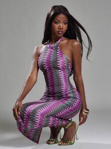 NYA SZN Đầm Halter Cổ Cao Brunch Casual Hàng Ngày Đi Chơi Xuân Hè Đầm Midi Trang Phục Cho Phụ Nữ - Nhiều màu - Xem 6