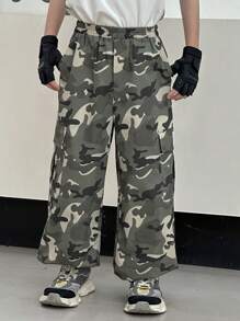 Dazy Kids Abbigliamento autunnale per bambini, pantaloni cargo mimetici oversize per ragazzi, autunno