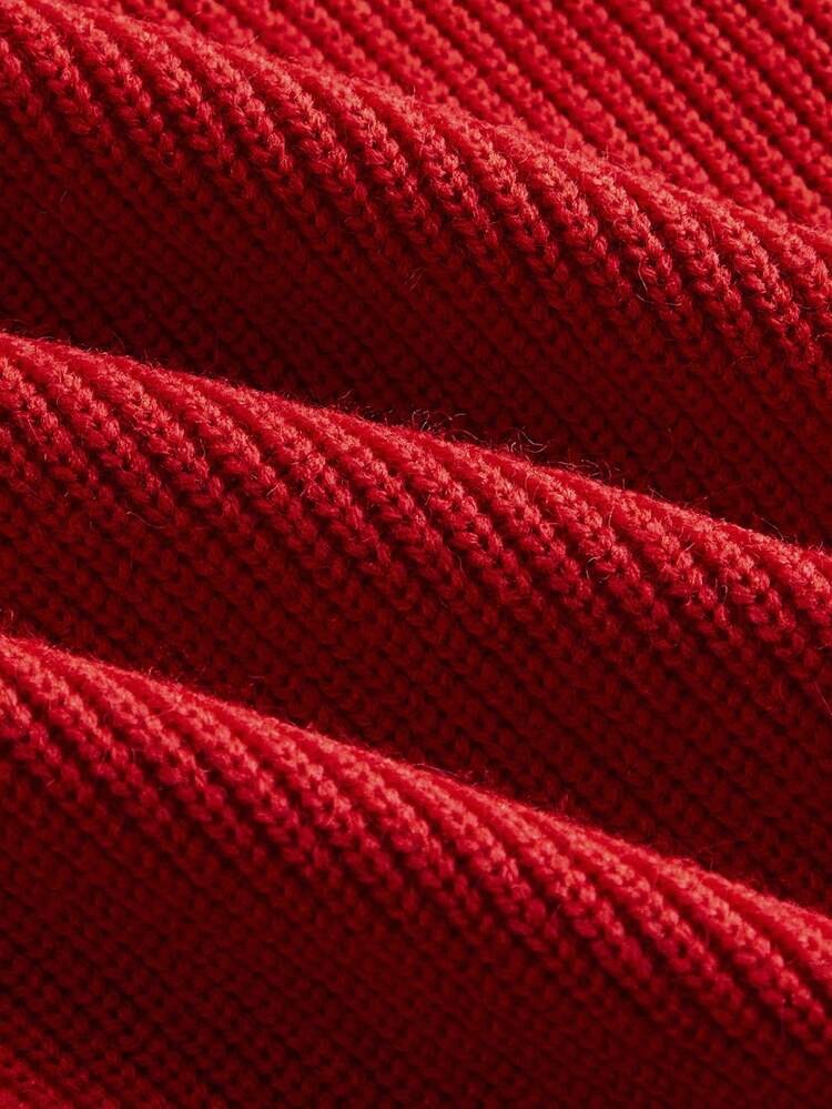 Red Rib Knit Button Front Fitted Cardigan Fall Office Teacher Chic Spring Summer