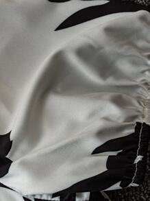 SHEIN Clasi 大码女式花卉印花方领泡泡袖短袖优雅连衣裙