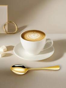 2/4/6/12件不锈钢咖啡/茶/甜点勺，适用于厨房、酒店、咖啡厅、学校用品 - 金色 - 查看 4
