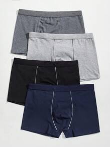 Men's Plain High Stretch Trunk Underwear With Contrast Binding 4 Pack