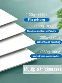 SHEIN 20 张 A4 白卡纸和 A3 白卡纸标记纸用于封面绘画艺术涂鸦学校用品返校 - 白色 - 查看 4