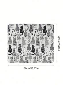 SHEIN 1 buc negru alb pisică model spălătorie covoraș anti-alunecare TPR capac superior anti-vibrații pad spălătorie cameră organizator universal fit mașină protector decorativ electrocasnic pad