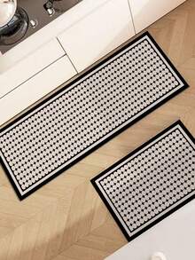 1pc Kitchen Rug Absorbent Anti-Slip Mat, Diatomite Oil-Absorbing Floor Mat, Houndstooth Decor Carpet - Multicolor - View 2