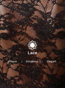 SHEIN Clasi Women's Open Front Lace See-Through Lightweight Jacket, Spring & Summer, Black Lace Shrug In Fall/Winter - Black - View 3