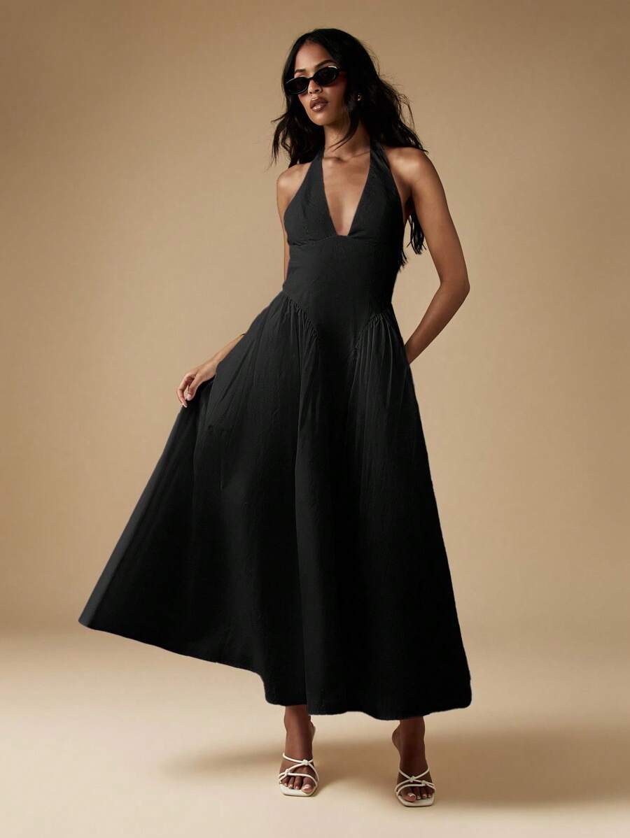 MISSGUIDED 露背晚礼服 A 字形正式舞会礼服无袖及踝长裙婚礼宾客伴娘派对舞会庆典冬季节日特殊场合