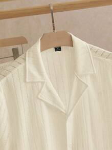 HIMLAND 2件套男士休闲修身镂空面料短袖衬衫和裤子套装