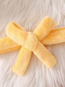 女婴简约时尚甜美黄色毛绒长袖连帽睡袍 - 黃色 - 查看 6