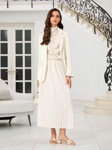 Rosivie Giày sandal gót vuông dày cho nữ có khóa trang trí - Màu be - Xem 10