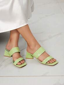 Sleekvia Nuevos sandalias de tacón alto elegantes de mujer con tacón grueso - Verde - Ver 4