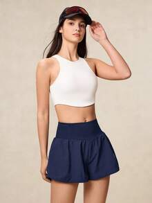 OutZeal 女式收腹透气弹力内置短裤可收纳口袋运动短裤健身房网球跑步