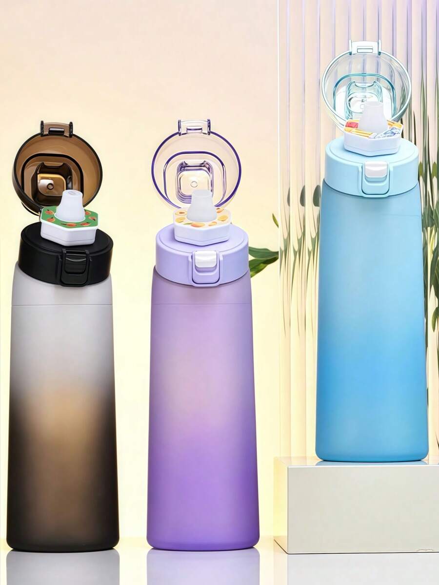 SHEIN 700ML Tritan 运动水瓶 - 含 7 种口味胶囊,防漏香味瓶,适合健身房/旅行/户外 - 彩色 - 查看 1