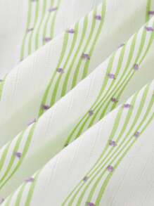 Maija Kids Maija Kids 两件套女童宽松休闲衬衫，带蝴蝶结装饰，搭配短裤，女童夏季套装，女童编织套装，女童绿白套装 - 綠色 - 查看 4