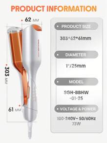 SHEGLAM HAIR Beach Babe Hair Waver, Ionic Hair Waver, Waver Curling Iron, rizador de cabello de 2 barriles con anti-escaldaduras, 50 millones de iones y 10 minutos de onda rápida, temporizador inteligente y temperaturas ajustables, herramienta para el cabello fácil de usar para mujeres - enchufe de EE. UU.