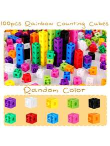 MINKOJA 100PCS/Set Of Multi-Color ABS Variable Blocks, Random Colors, Preschool Education Stacking Block Toys, Montessori Math Manipulation, Counting And Sorting, Family Games, Room Decoration, Climbing Blocks, Building Blocks, Mini Blocks, Building Blocks Number Blocks, Blocks - Multicolor - View 5