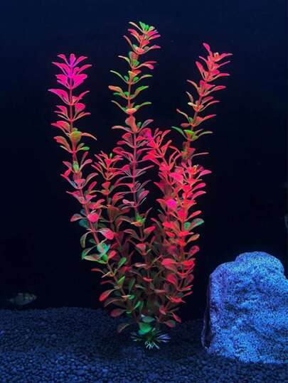 1pc Aquarium Plants Realistic Silk Artificial Decor Purple Pink Gradient Underwater Flora For Fish Tank Betta Habitat Low Maintenance Faux Greenery Aquascape Design Tank Ornament Enchanted Coral Reef Setup Beginner Friendly No Fade