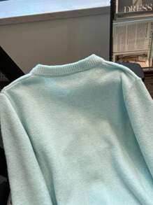 Franclia 女士秋冬新款设计，采用独特的黑白条纹和立体蝴蝶结，独特百搭，散发着温柔的法式休闲优雅气息，通勤长袖毛衣，秋季女装之选。 - 藍色 - 查看 7