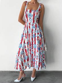 EURMUSE Women Multicolor Printed And Zipper Detailed Maxi Dresses - Multicolor - View 5