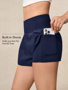 OutZeal 女式收腹透气弹力内置短裤可收纳口袋运动短裤健身房网球跑步