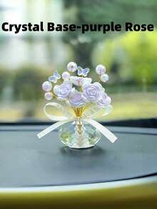 1 件水晶底座郁金香雕塑手工家居书桌装饰禅意办公室装饰品减压装饰品女士礼物正念装饰