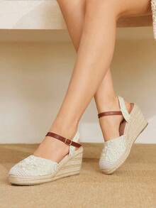 Giày lười dệt đế xuồng và đế xuồng cho nữ, phong cách Bohemian, đế dày, thích hợp cho Halloween, Giáng sinh, tiệc tùng - Màu be - Xem 3