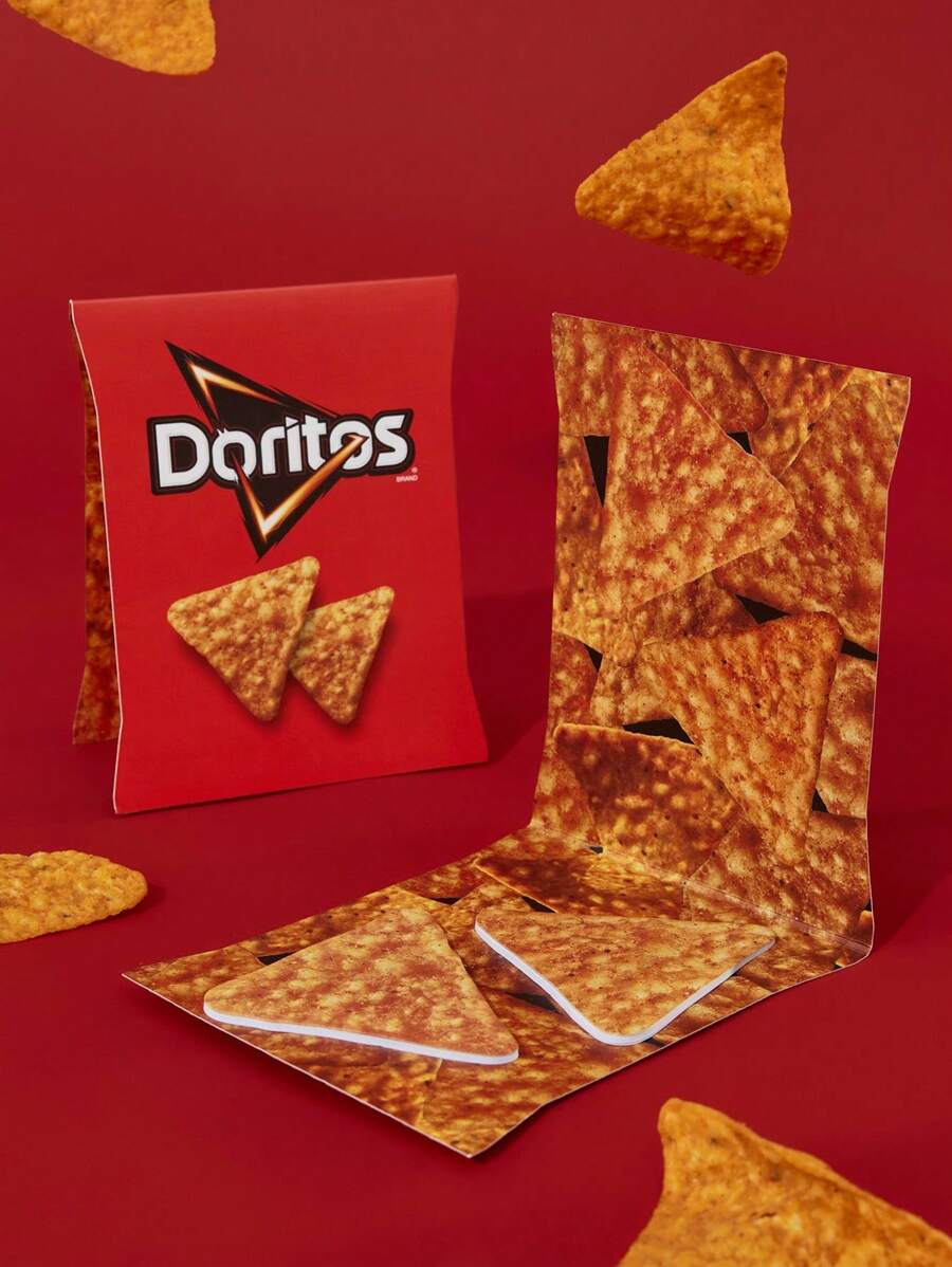 Doritos X SHEIN 40sheets Cute Corn Chip Pattern Sticky Notes, Memo Pad, Suitable For Notes, Journals, Reminders, And Decorating Anything You Want - Red - View 1