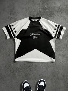 PAVTROS Áo thun nam in hình ngôi sao phối màu thời trang, quà tặng bạn trai chồng theo phong cách Rapper dạo phố thường ngày - Nhiều màu - Xem 1