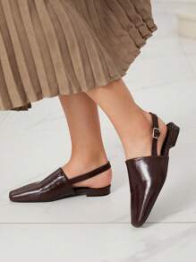 Mnmlis Mocassini da donna con cinturino regolabile e fibbia, modello flat