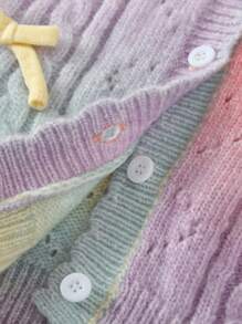Cardigan lavorato a maglia a colori arcobaleno per ragazze, maglione a maniche lunghe con collo tondo, versatile, elegante, alla moda, confortevole, adatto per la scuola, l'uso quotidiano, la casa, l'esterno, i viaggi, in autunno/inverno