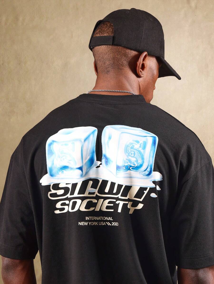 SUMWON قميص تي شيرت الشارع الجرافيكي لمجموعة نيويورك الدولية، قطعة ملابس كاجوال صيفية بقصة مريحة، أسلوب شارع حضري عصري، ضروري يومي